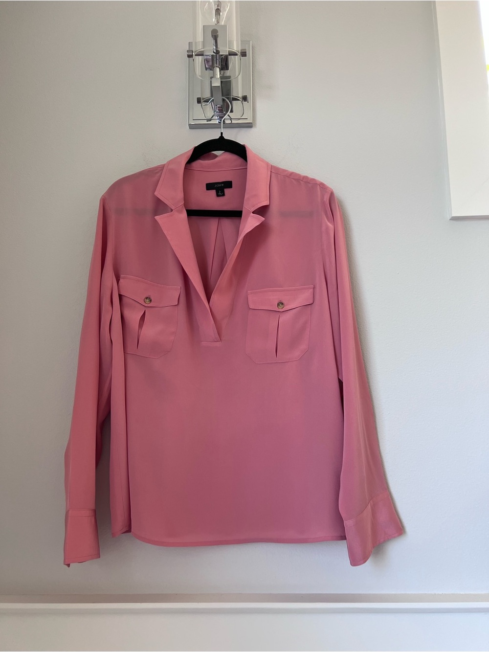 J. Crew Rose Pink V-Neck Utility Blouse